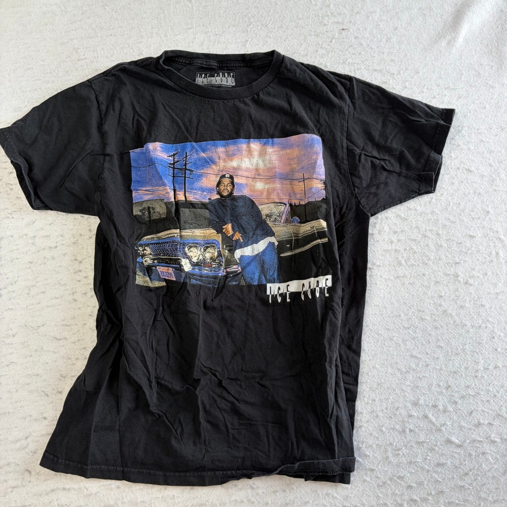 Ice Cube Graphic T-Shirt Mens Medium Black Short Sleeve Rap Tee Hip Hop